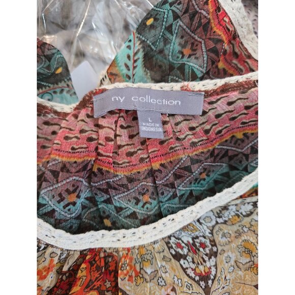Boho Chiffon Poncho Top By NY Collection Size L peasant cottagecore colorful - Picture 4 of 5